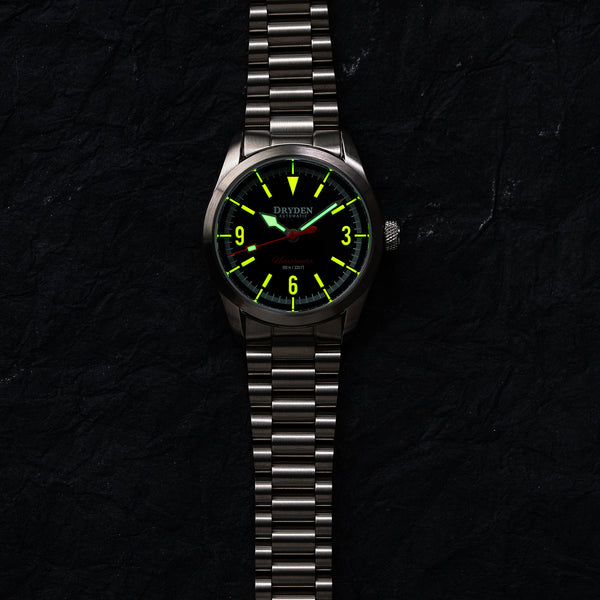 Dryden Heartlander 38mm Automatic Field Watch - Black Vintage