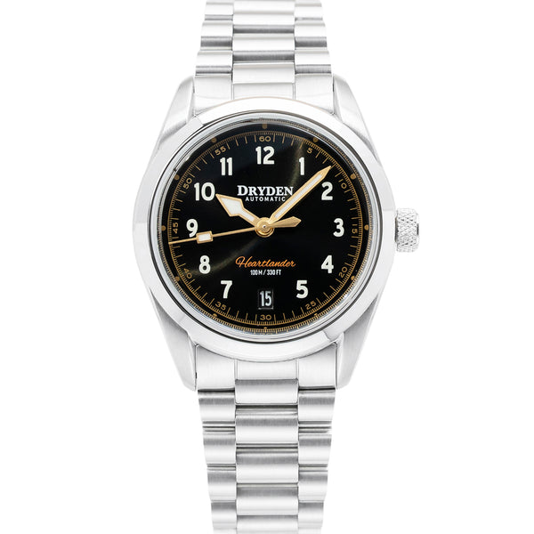 Dryden Heartlander 38mm Automatic Field Watch - Black & Gold