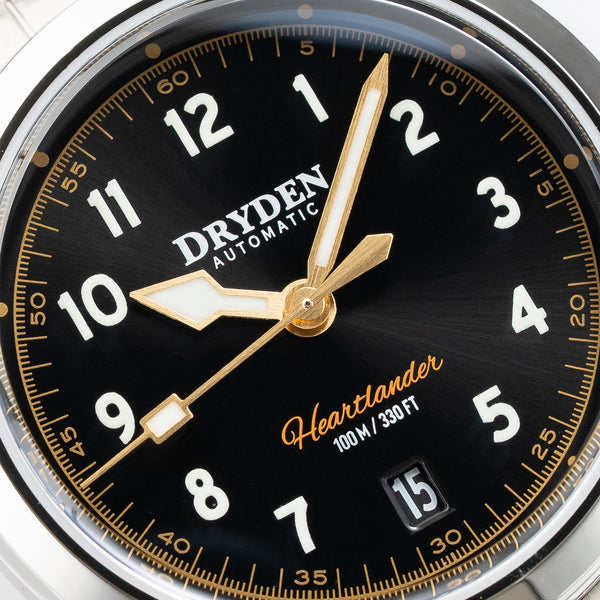 Dryden Heartlander 38mm Automatic Field Watch - Black & Gold