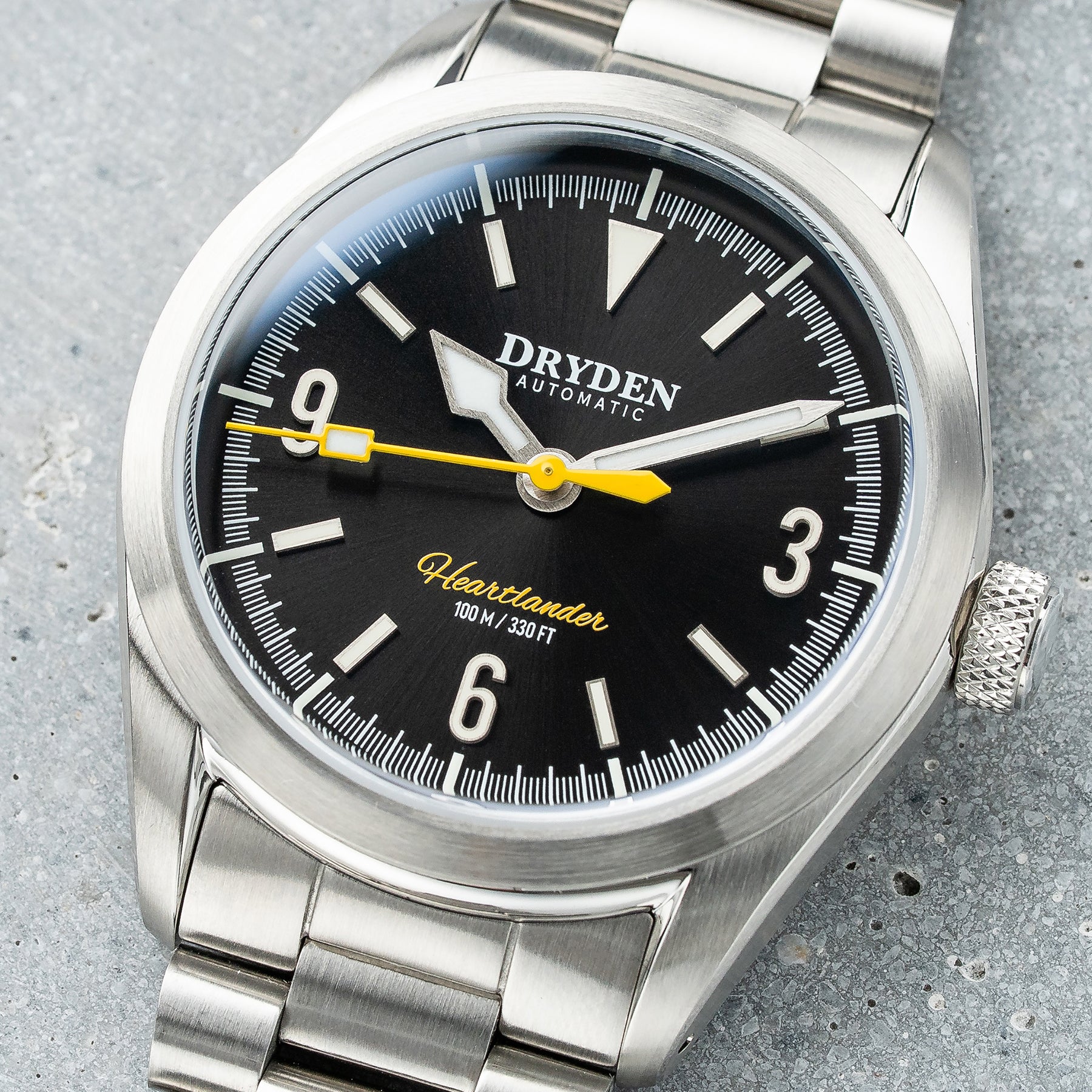 Dryden Heartlander 38mm Automatic Field Watch - Goldfinch – Dryden