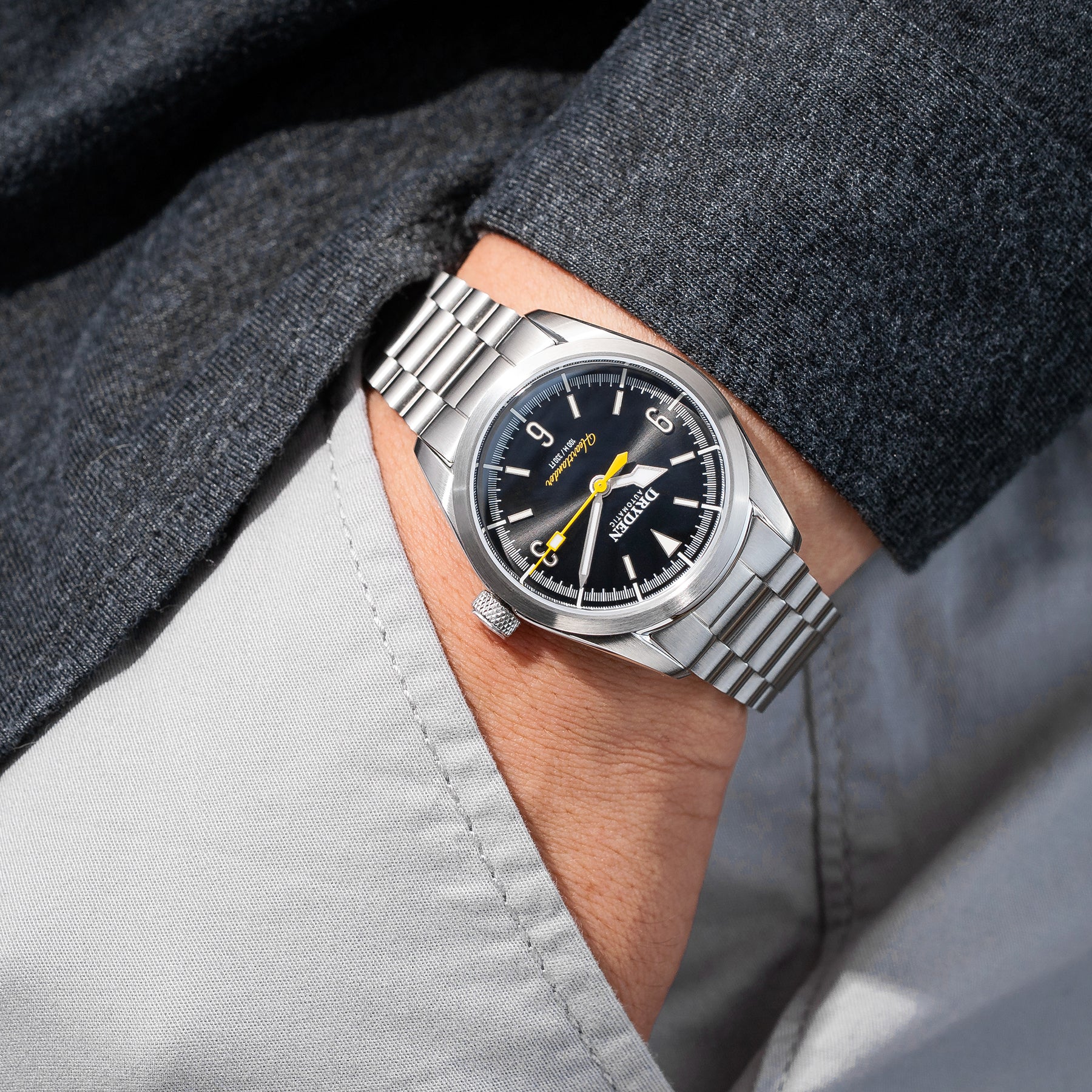 Dryden Heartlander 38mm Automatic Field Watch - Goldfinch – Dryden