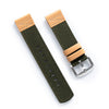 18mm 20mm 22mm Quick Release Green Nylon & Brown Leather Field Watch Band