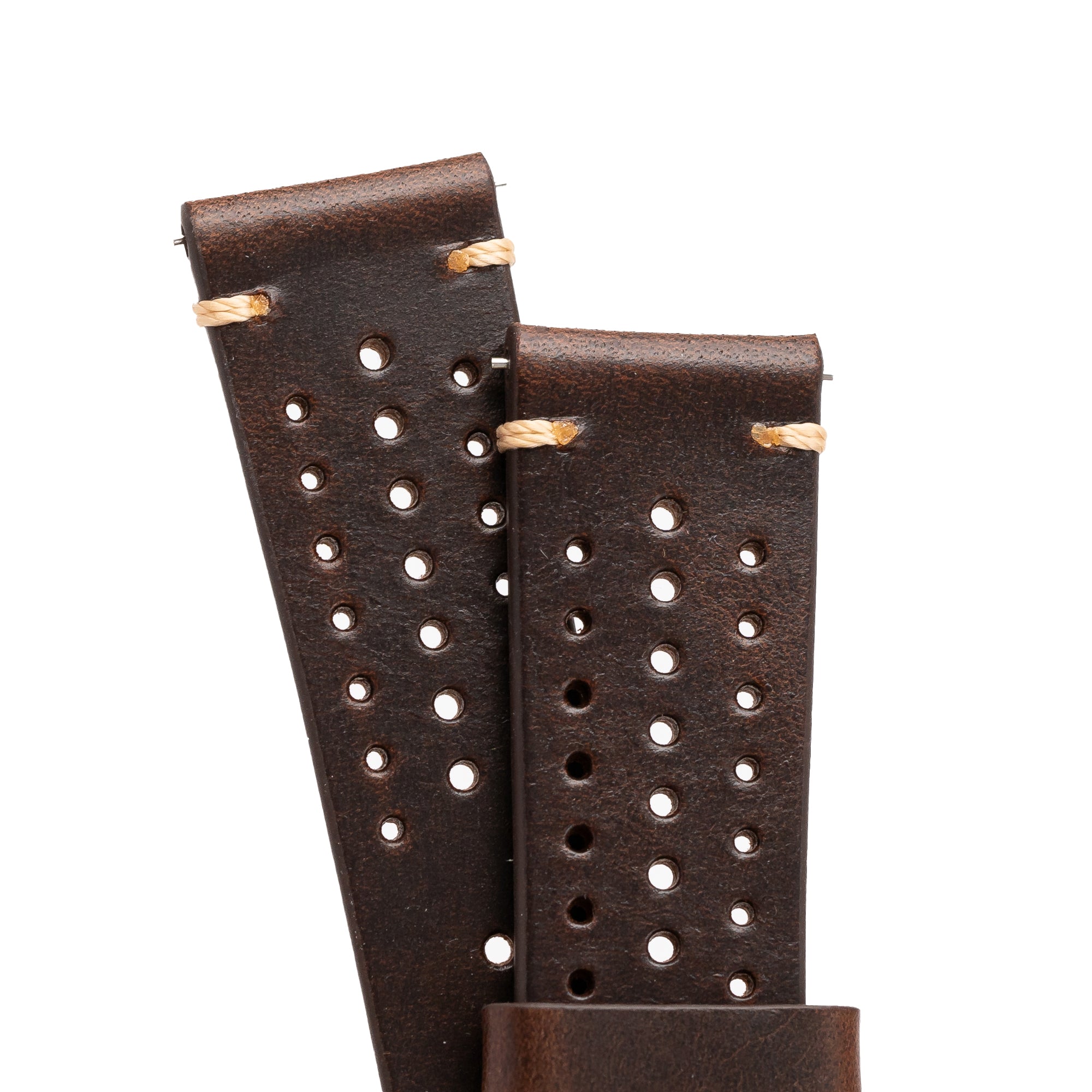 22mm Quick Release Rally Racing Leather Watch Strap - Dark Brown ...
