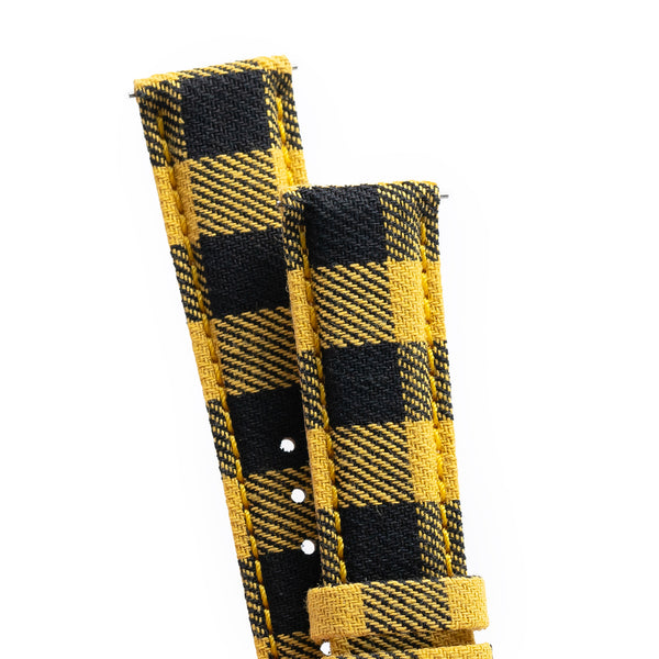 18mm 20mm 22mm Quick Release Wool Flannel Pattern / Leather Backed Watch Strap - Small Plaid