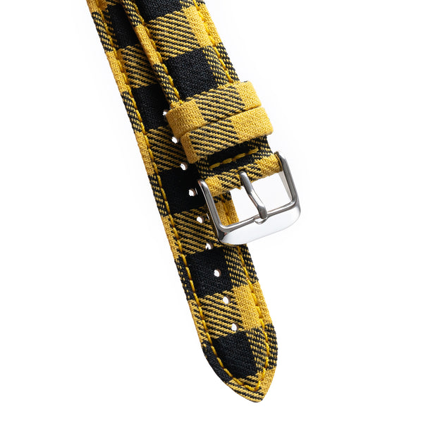 18mm 20mm 22mm Quick Release Wool Flannel Pattern / Leather Backed Watch Strap - Small Plaid
