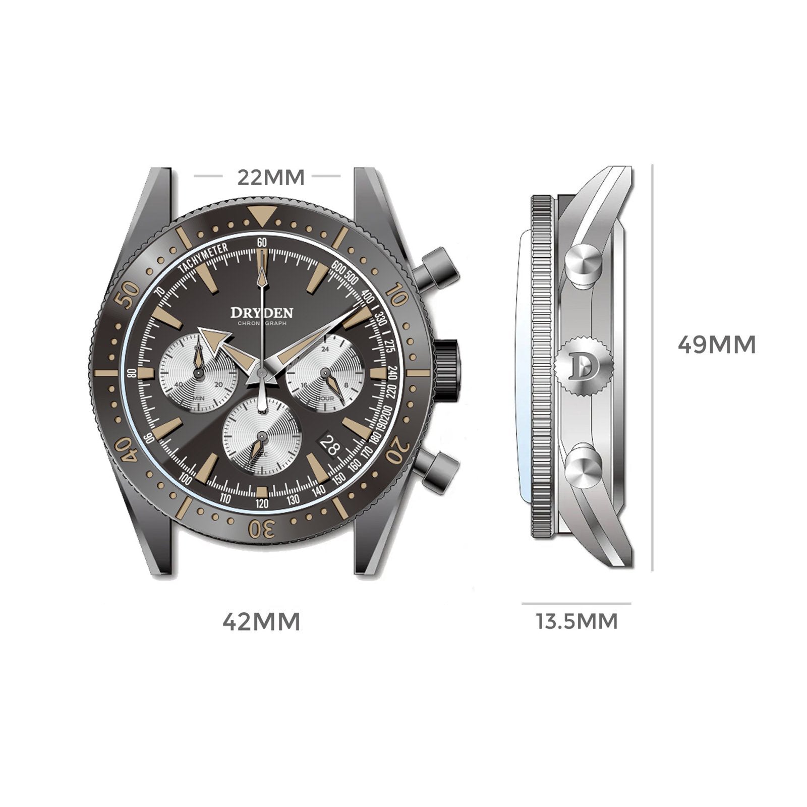 Dryden Chrono Diver Series 1 - K7 PVD Vintage (Reverse Panda