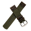 18mm 20mm 22mm Quick Release Leather Nylon Field Watch Strap - Dark Brown / Green