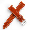 20mm 22mm Quick Release Handmade Leather Watch Strap - Orange Brown Full Stitch