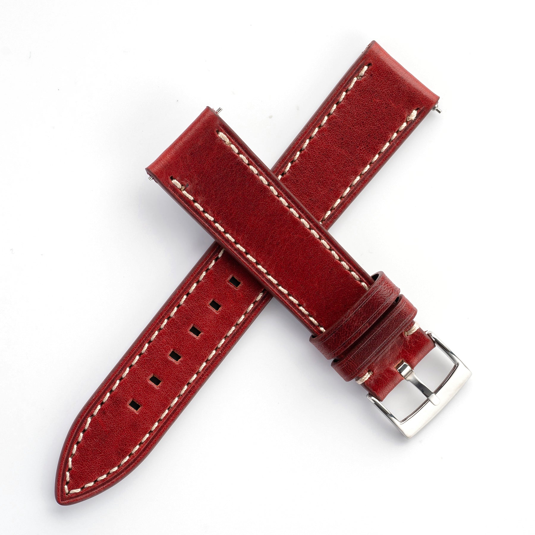 20mm 22mm Quick Release Handmade Leather Watch Strap Oxblood Red